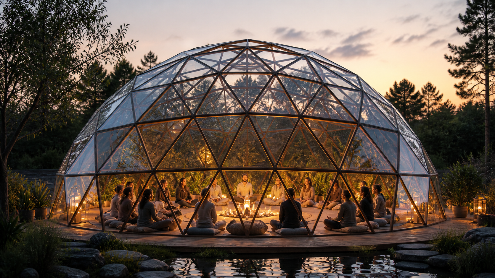 Completed large geodesic glass dome reference in Lithuania