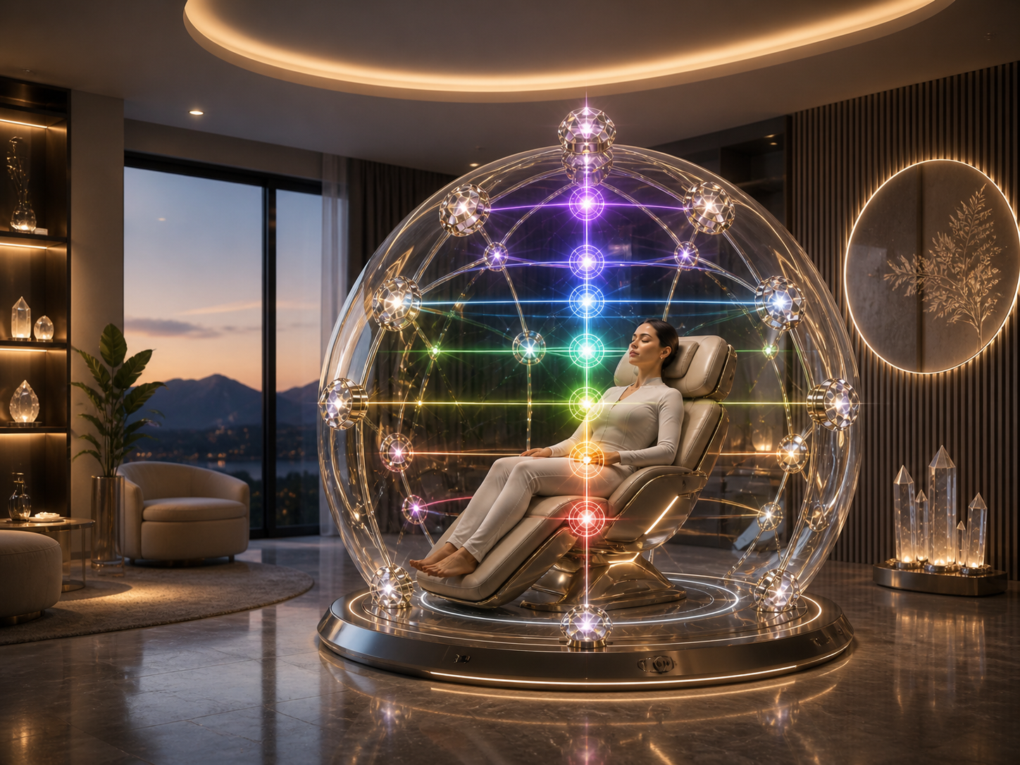 MetaCore Astral Dome kupolo technologijos, šviesos ir kristalų mazgų detalė